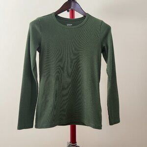 Land’s End Women's Long Sleeve Micro Rib T-Shirt in green size XS (orig $35.95)